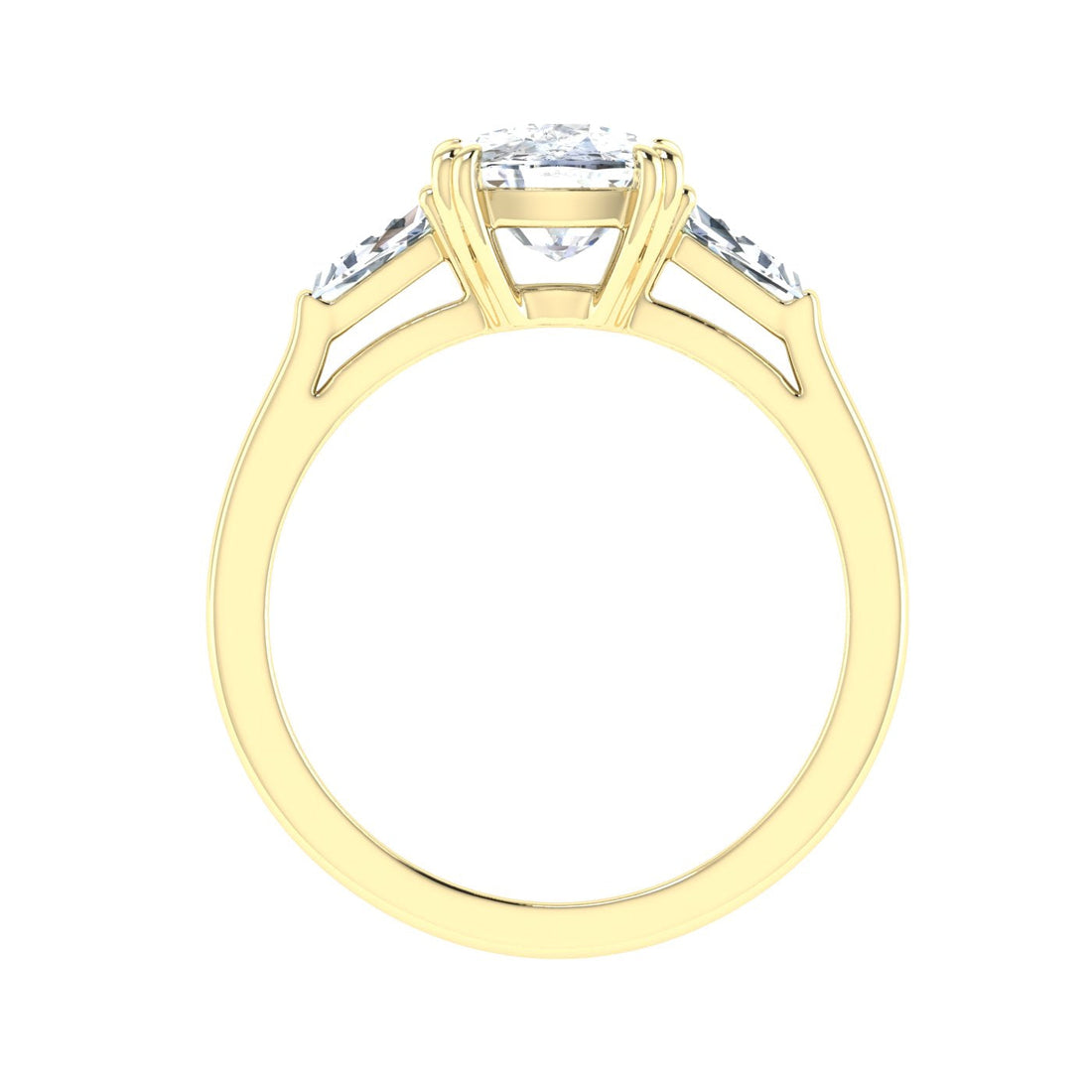 Rhapsody Oval Cut Double Claw Moissanite Engagement Ring Yellow Gold