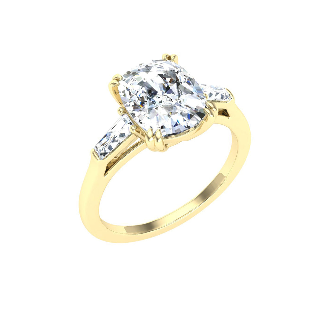 Rhapsody Oval Cut Double Claw Moissanite Engagement Ring Yellow Gold