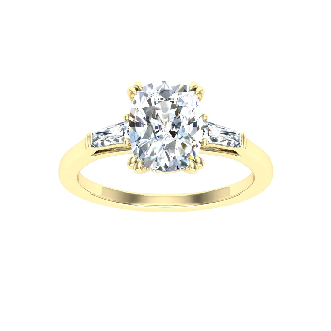 Rhapsody Oval Cut Double Claw Moissanite Engagement Ring Yellow Gold