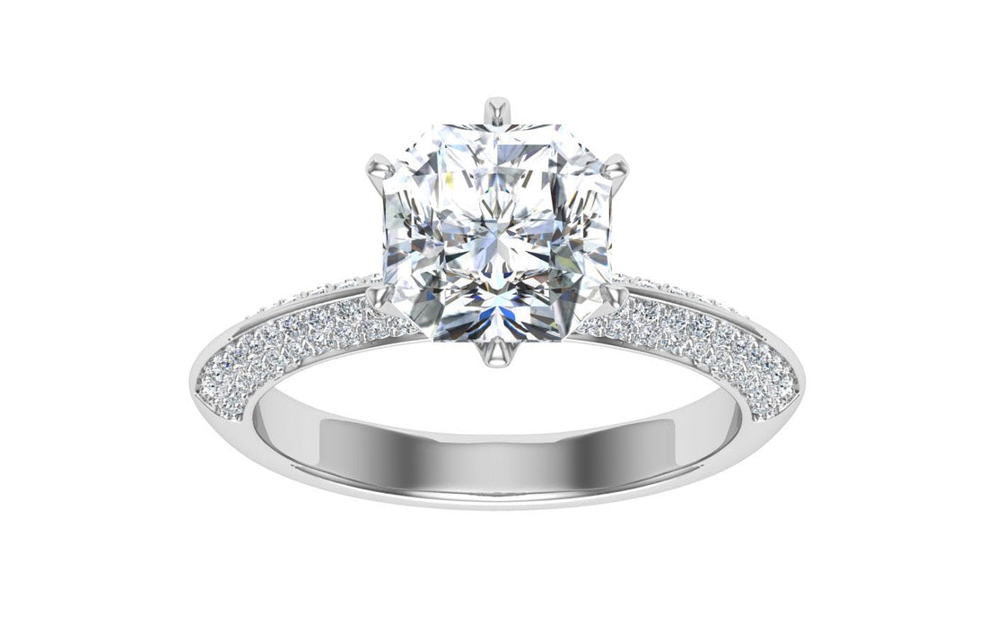 Ringlet Asscher Cut Knife Edge Band Moissanite Engagement Ring White Gold