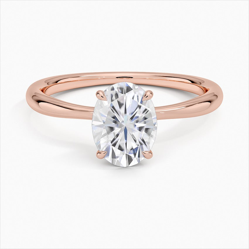 Ringlet Four-Prong Oval Solitaire Moissanite Engagement Ring Rose Gold