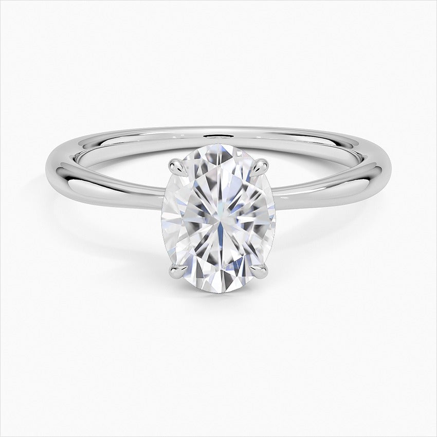 Ringlet Four-Prong Oval Solitaire Moissanite Engagement Ring White Gold