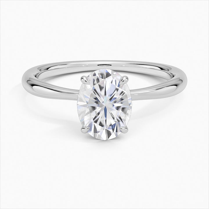 Ringlet Four-Prong Oval Solitaire Moissanite Engagement Ring White Gold