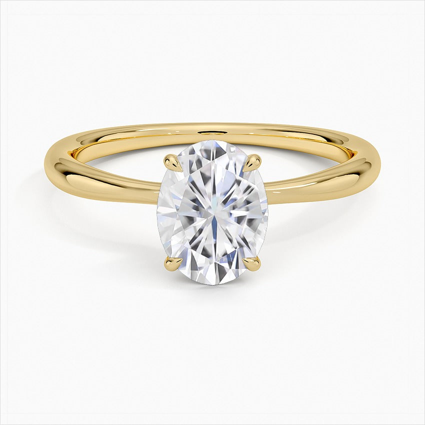 Ringlet Four-Prong Oval Solitaire Moissanite Engagement Ring Yellow Gold