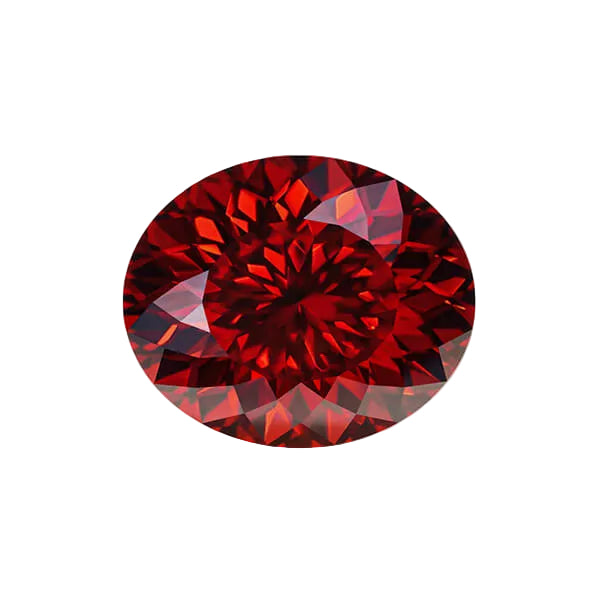 Red Round Portuguese Cut Certified Moissanite