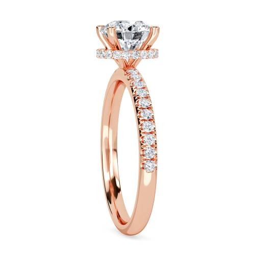 Round Low Set Hidden Halo Shoulder Set Lab Grown Diamond Ring