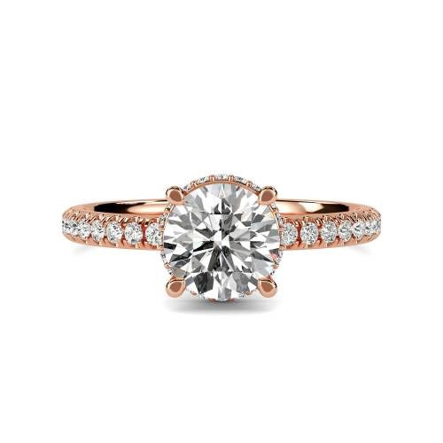 Round Low Set Hidden Halo Shoulder Set Lab Grown Diamond Ring