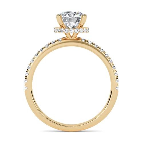 Round Low Set Hidden Halo Shoulder Set Lab Grown Diamond Ring