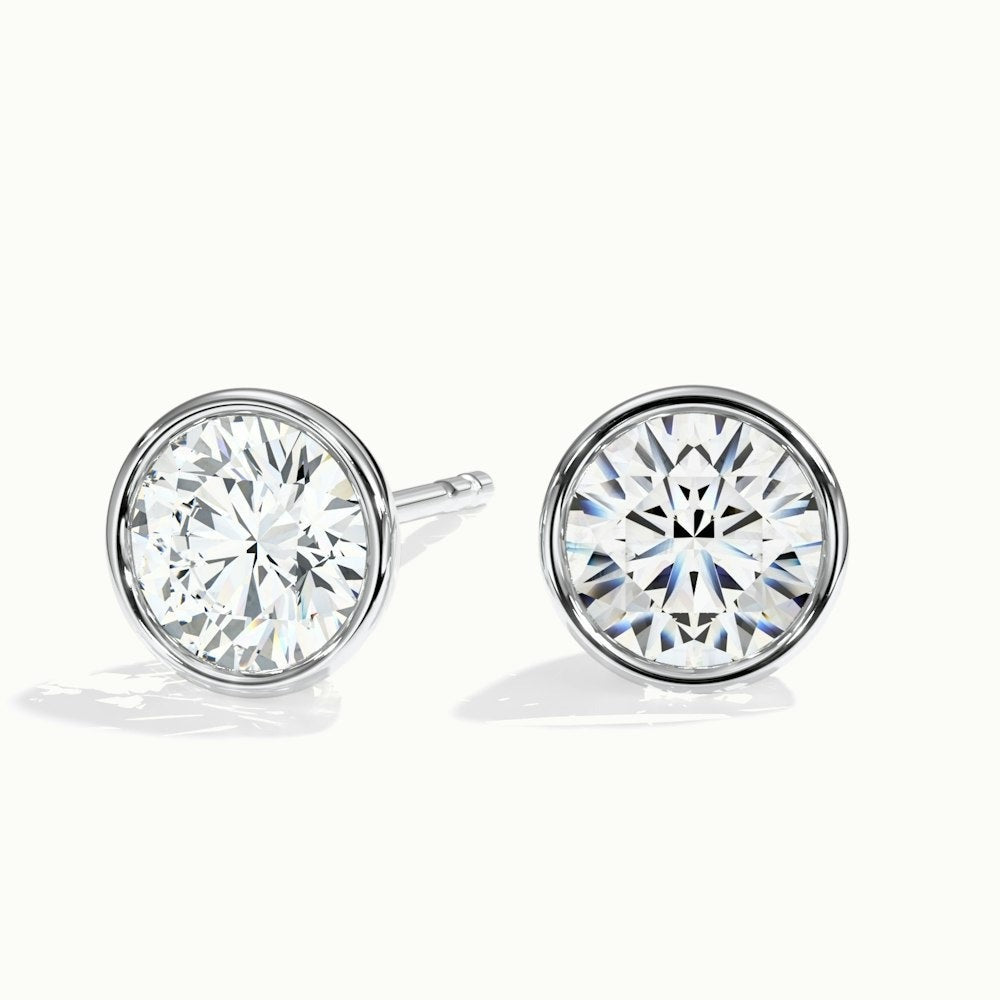 Round Bezel Rubover Lab Diamond Earrings