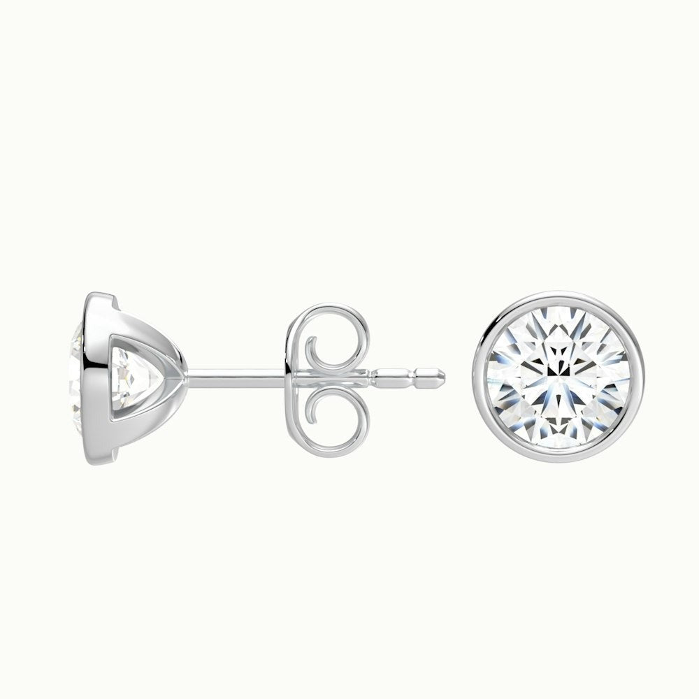 Round Bezel Rubover Lab Diamond Earrings