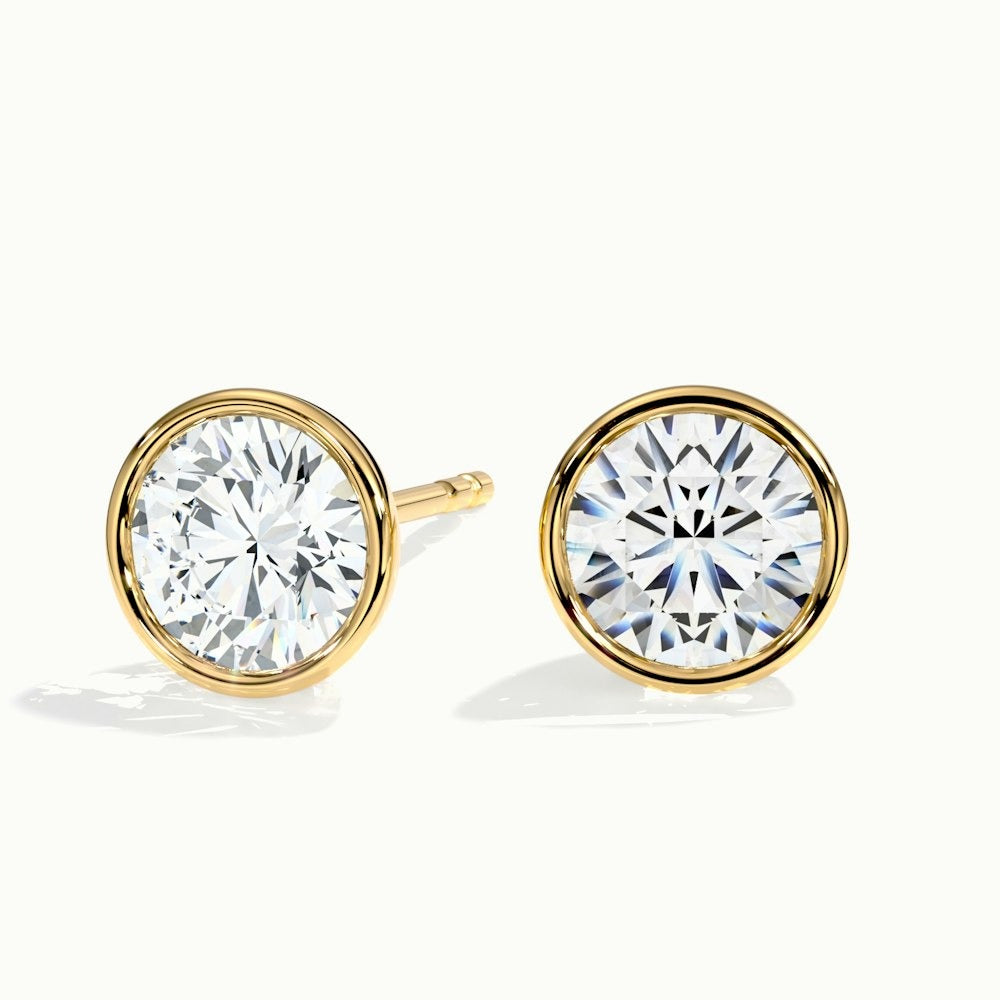 Round Bezel Rubover Lab Diamond Earrings