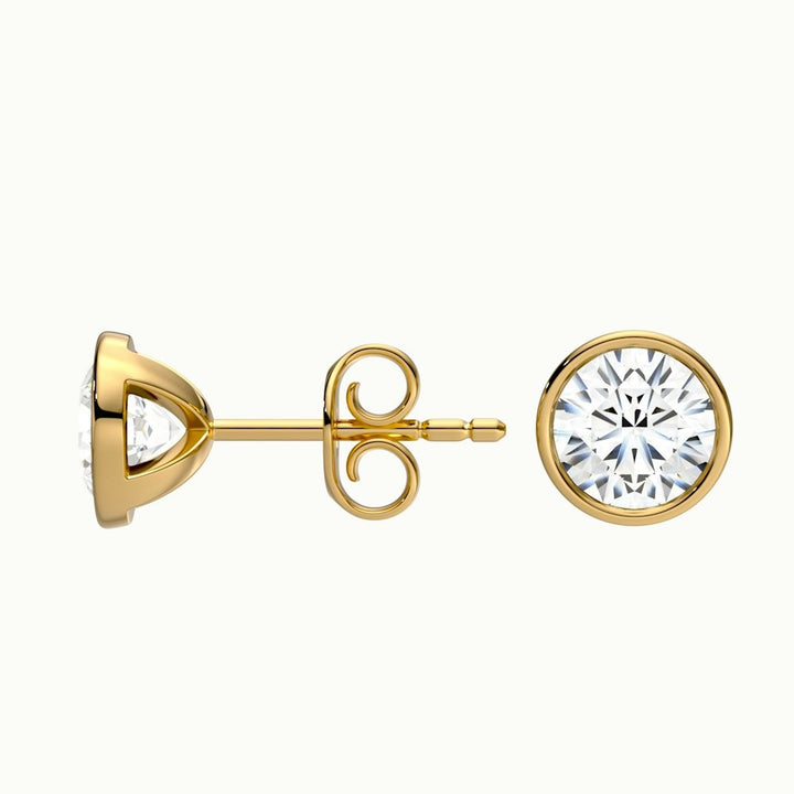 Round Bezel Rubover Lab Diamond Earrings