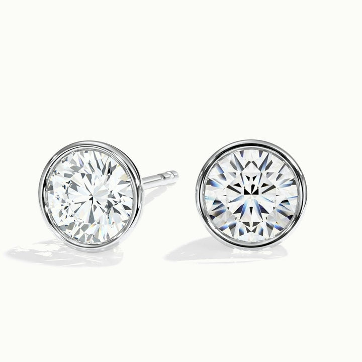 Round Bezel Rubover Moissanite Earrings