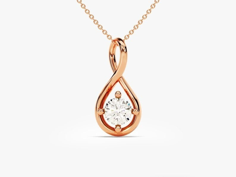 Round Cut Moissanite Infinity Necklace