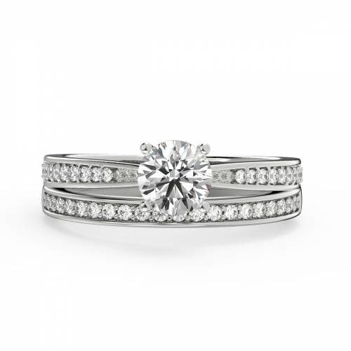 Round Diamond Shoulder Set Bridal Set Lab Grown Diamond Rings