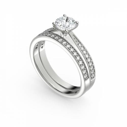 Round Diamond Shoulder Set Bridal Set Lab Grown Diamond Rings