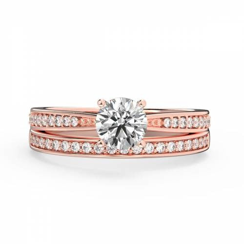 Round Diamond Shoulder Set Bridal Set Lab Grown Diamond Rings