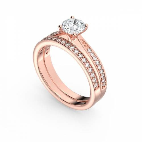 Round Diamond Shoulder Set Bridal Set Lab Grown Diamond Rings