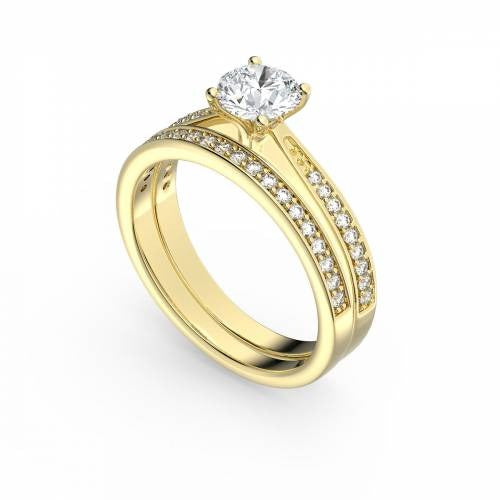 Round Diamond Shoulder Set Bridal Set Lab Grown Diamond Rings