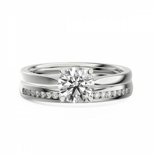 Round Diamond Solitaire Bridal Set Lab Grown Diamond Rings