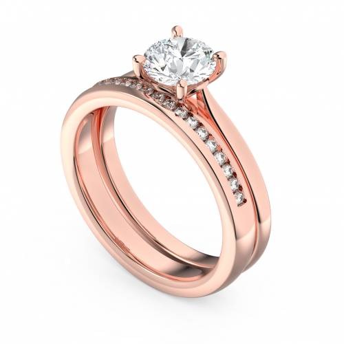 Round Diamond Solitaire Bridal Set Lab Grown Diamond Rings