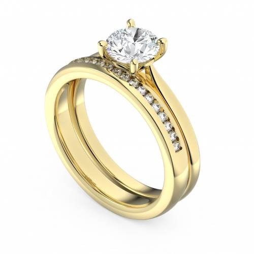 Round Diamond Solitaire Bridal Set Lab Grown Diamond Rings