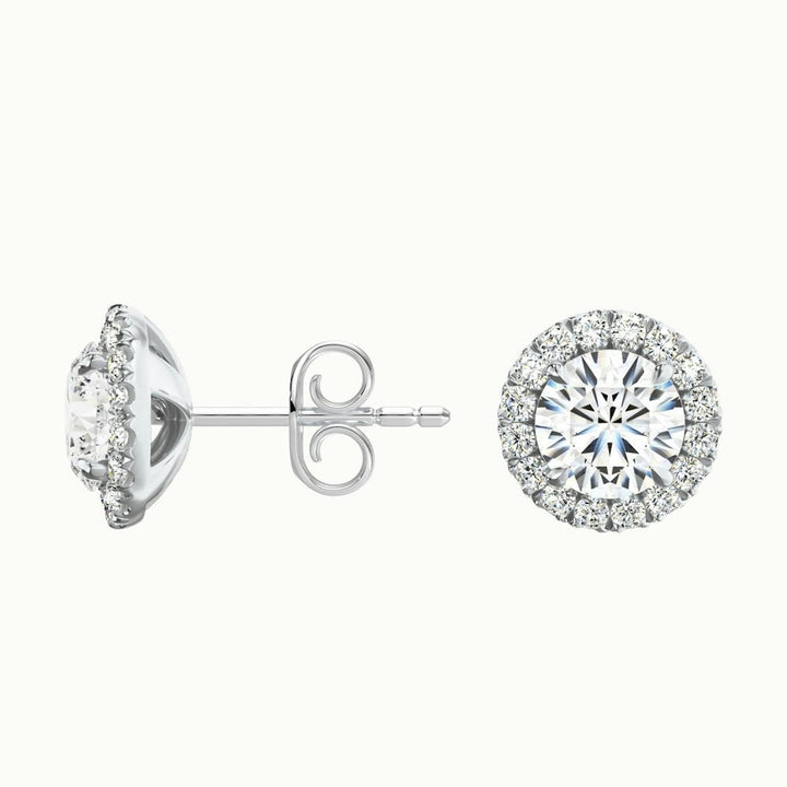 Round Halo Lab Diamond Earrings