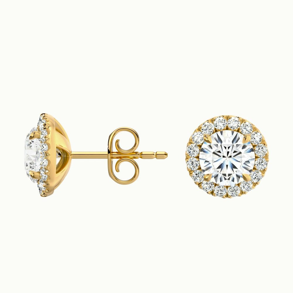 Round Halo Lab Diamond Earrings