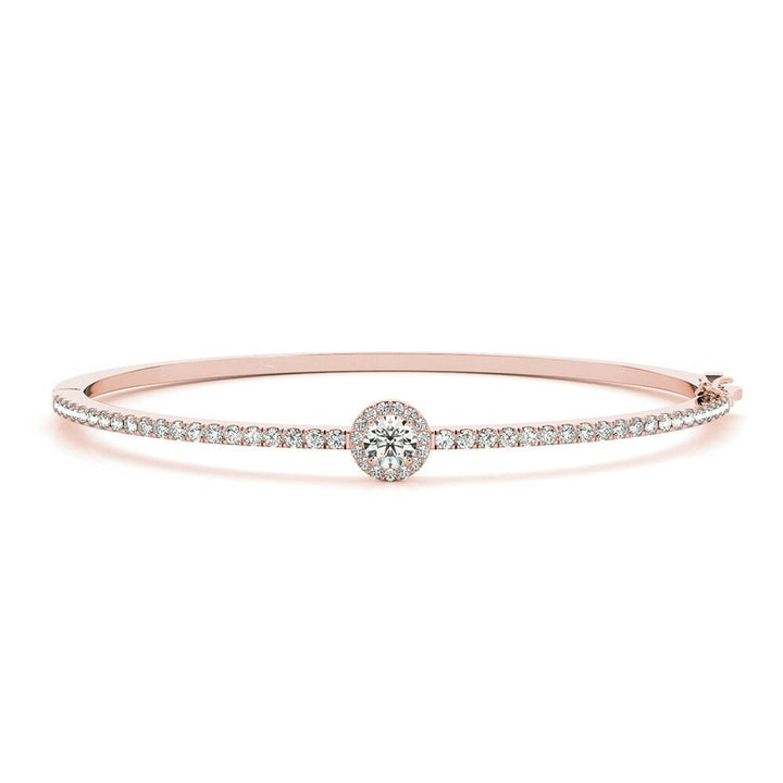 Round Halo Moissanite Bangle Rose Gold