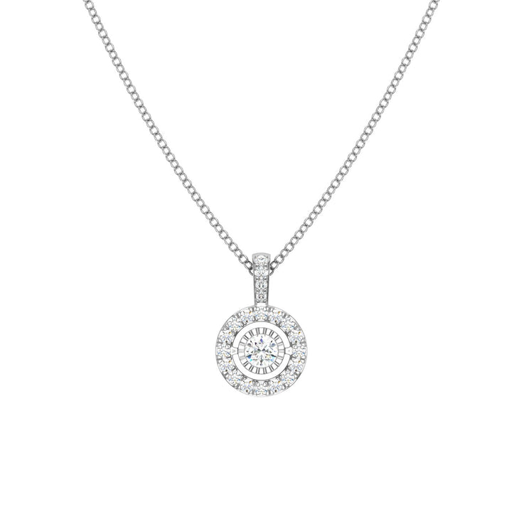 Round Moissanite Pendant with Halo White Gold