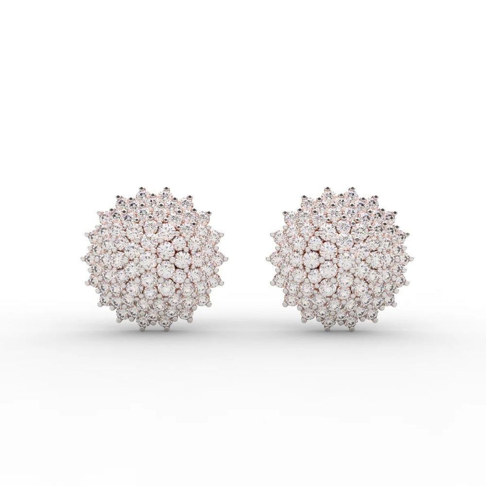 Round Pave Flower Lab Dimaond Earrings