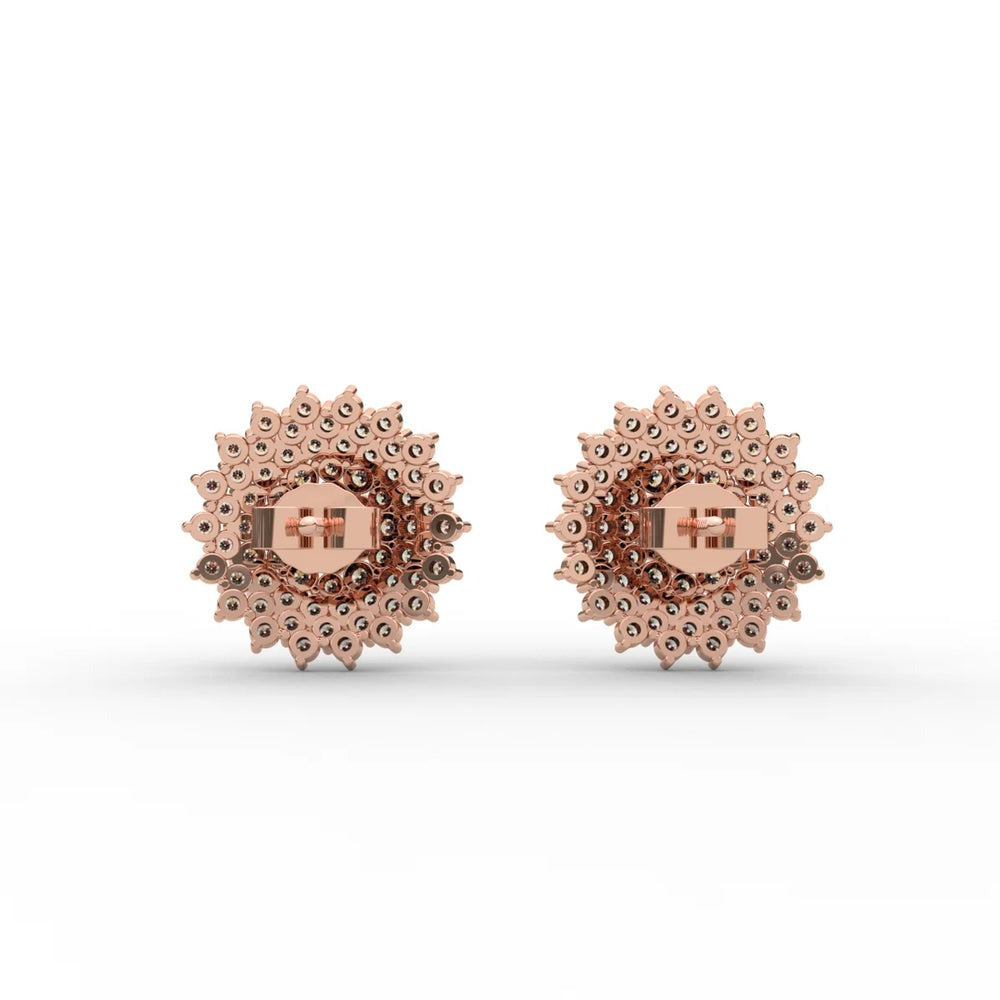 Round Pave Flower Lab Dimaond Earrings