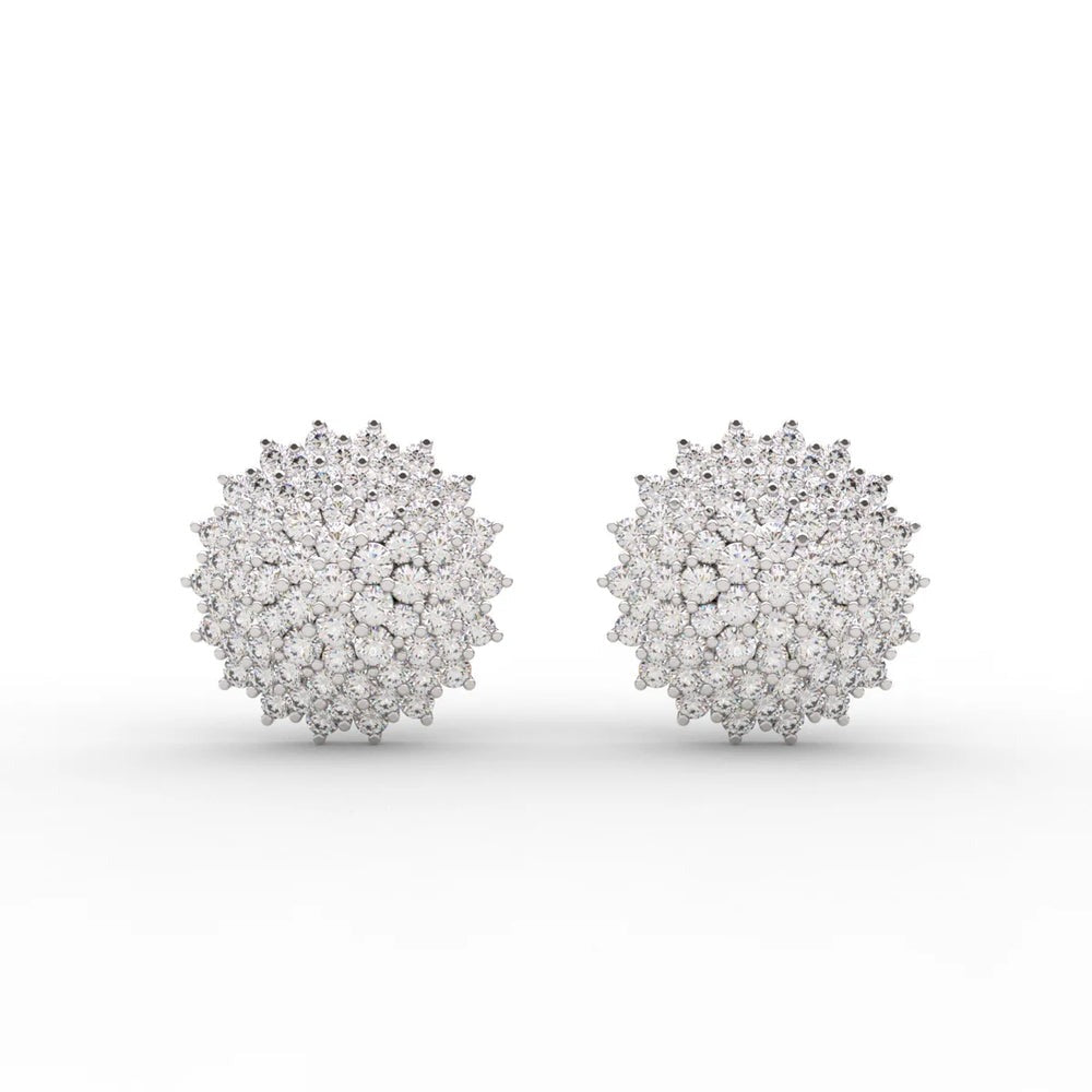 Round Pave Flower Moissanite Earrings