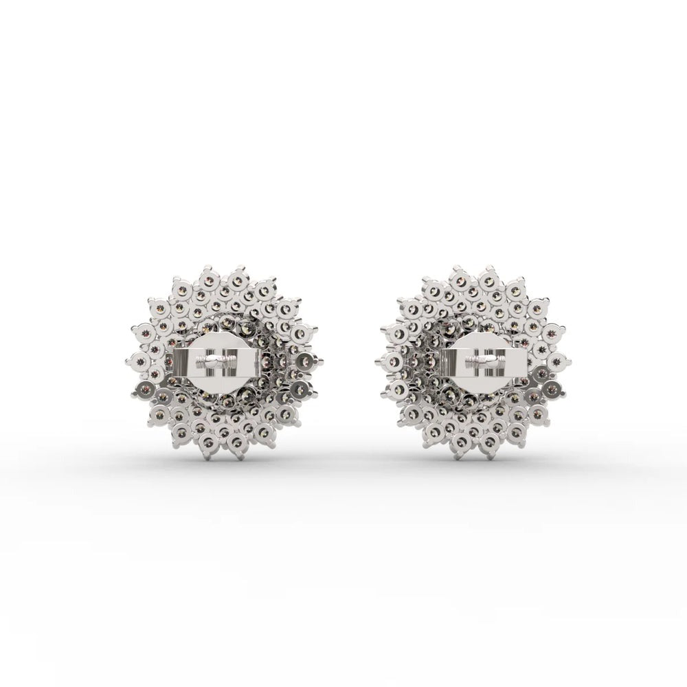 Round Pave Flower Moissanite Earrings