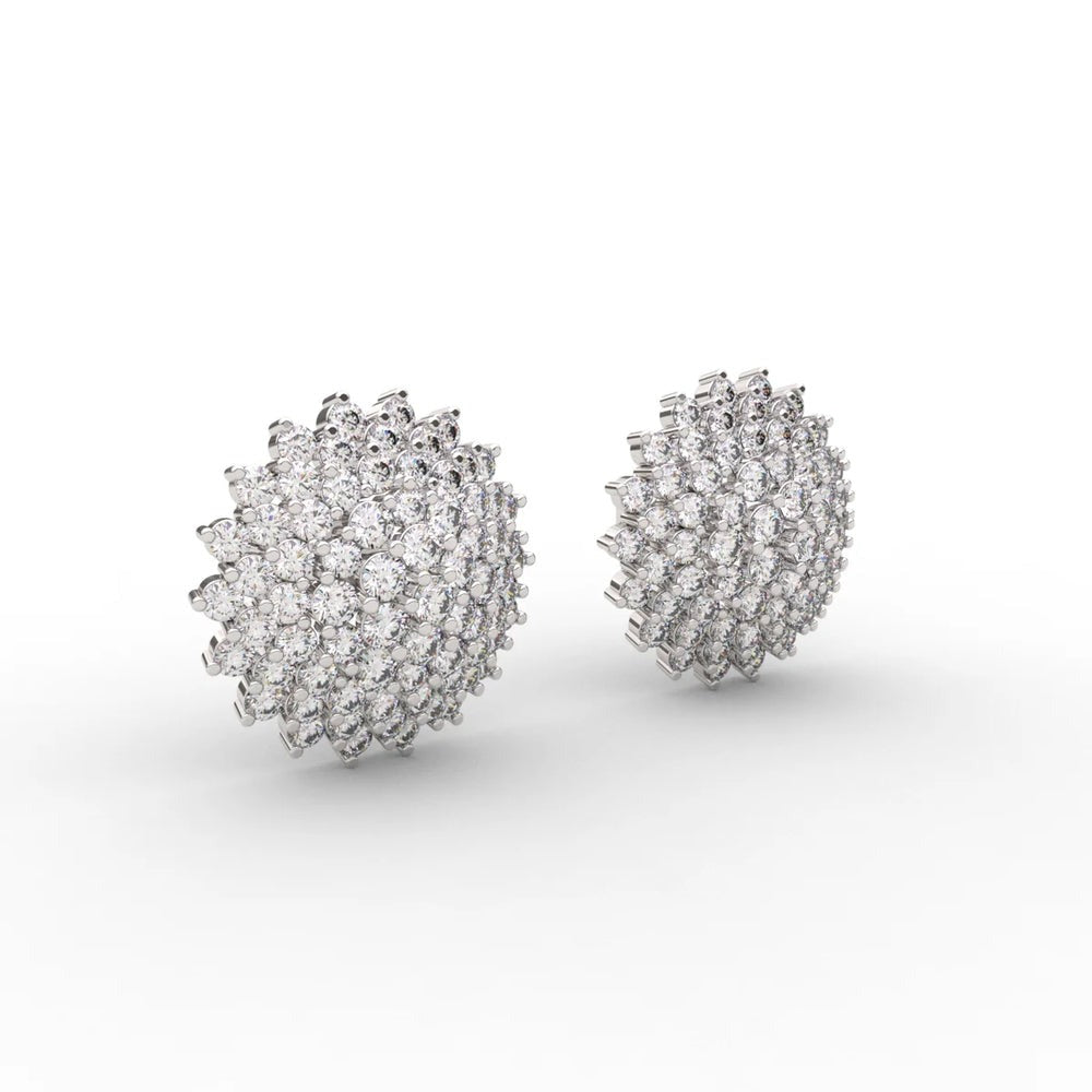 Round Pave Flower Moissanite Earrings