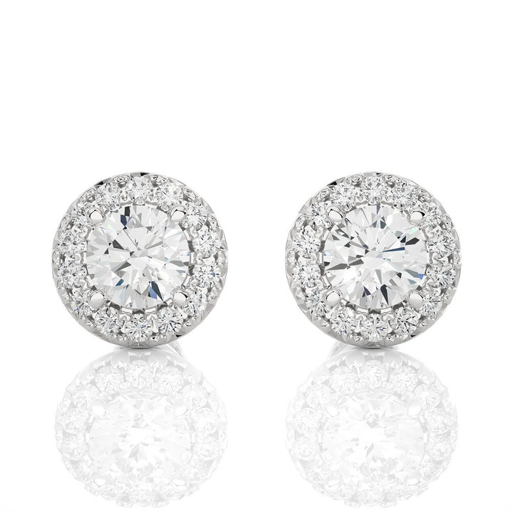  Round Solitaire Moissanite Halo Studs Earrings