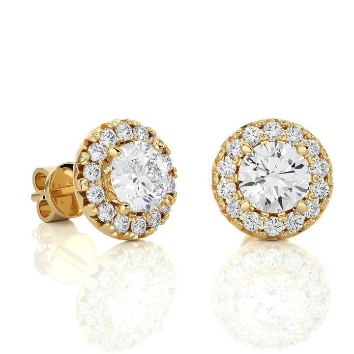  Round Solitaire Moissanite Halo Studs Earrings