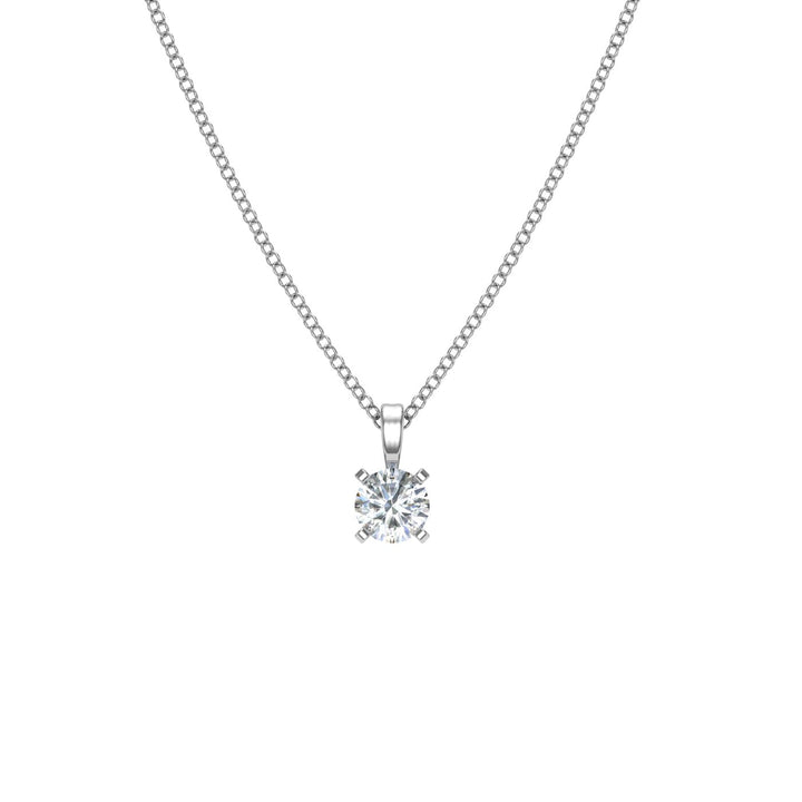 Round Solitaire Moissanite Pendant White Gold