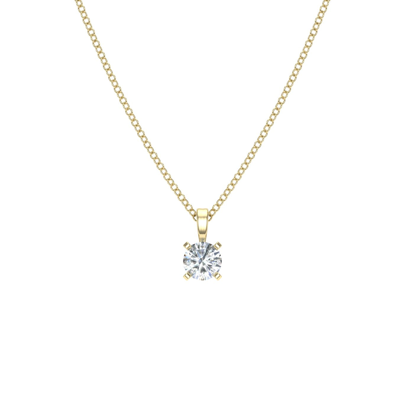 Round Solitaire Moissanite Pendant Yellow Gold