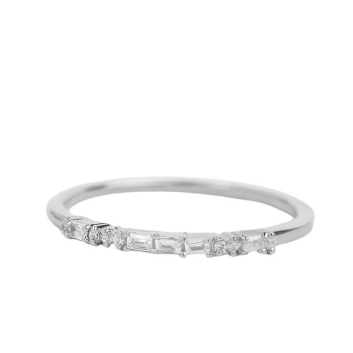 Round and Baguette Moissanite Wedding Band