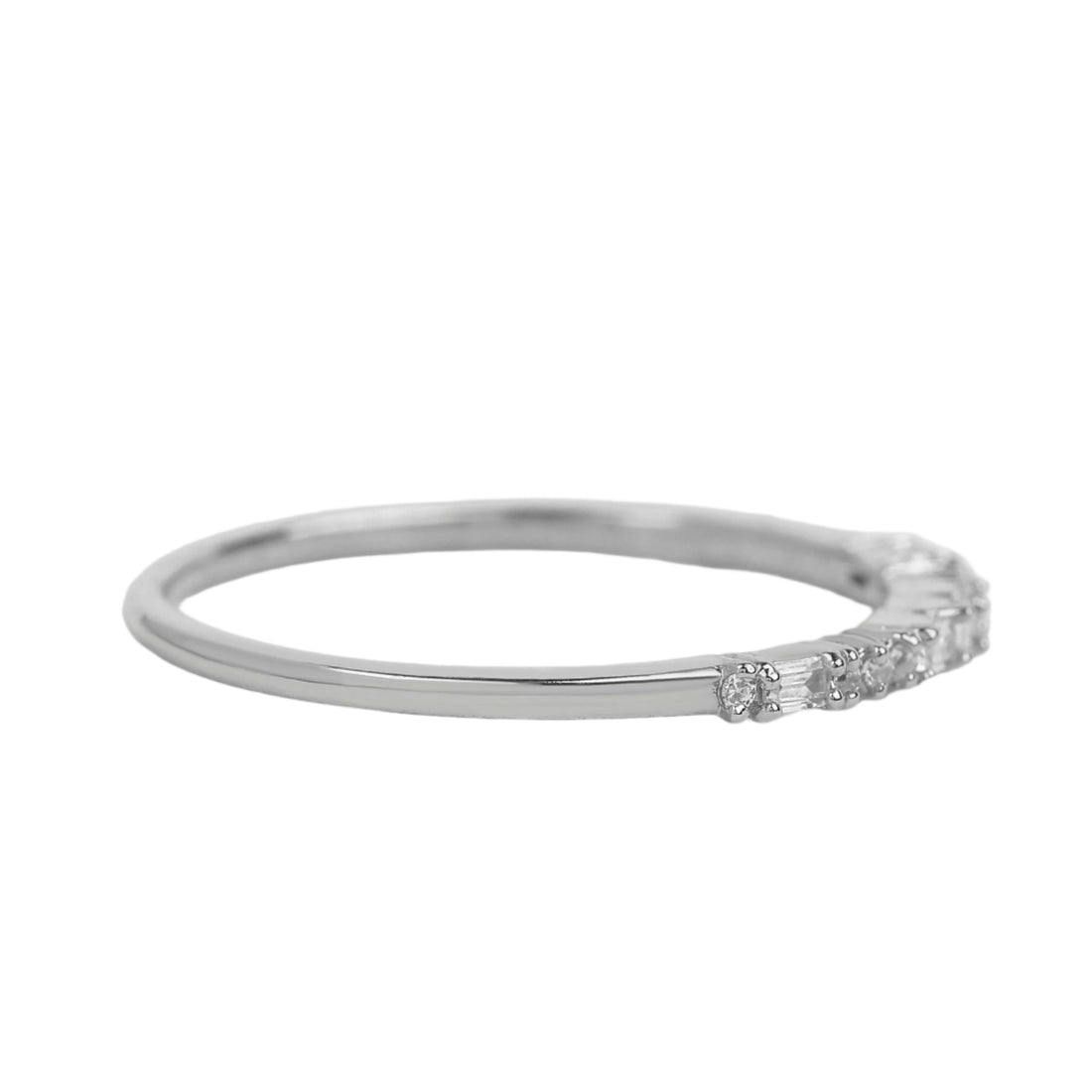 Round and Baguette Moissanite Wedding Band