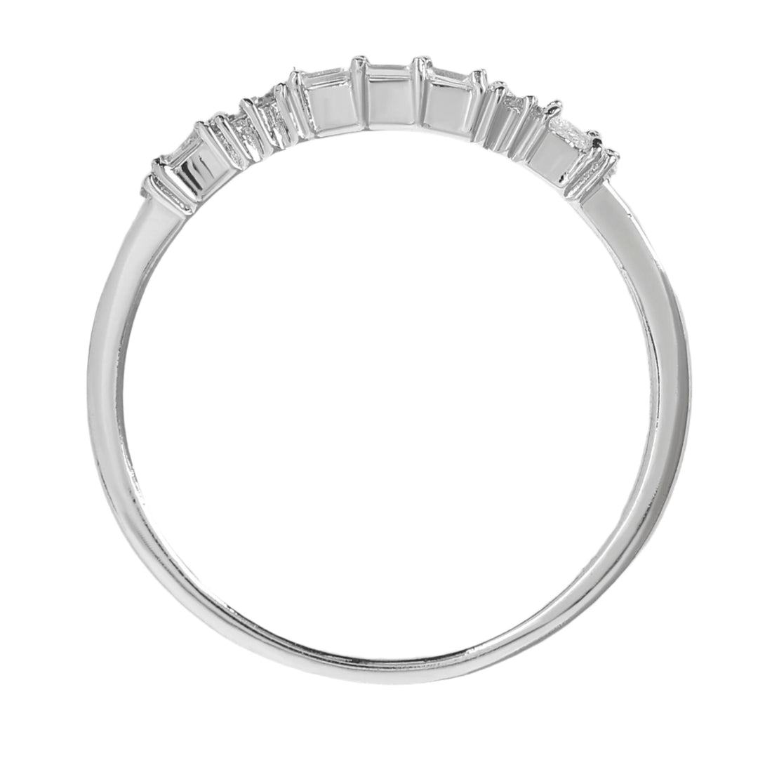 Round and Baguette Moissanite Wedding Band