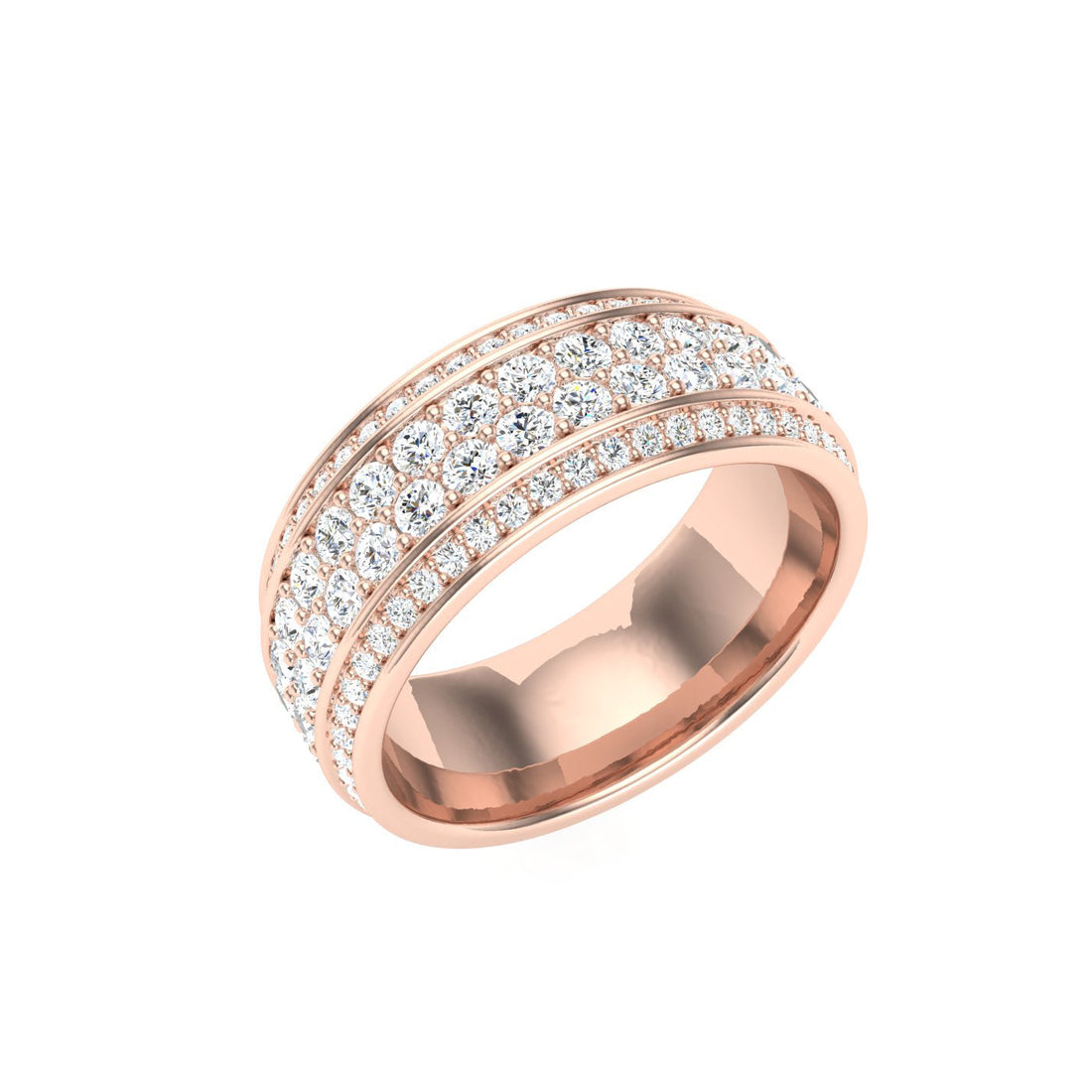 Row Pavé Moissanite Wedding Band Rose Gold