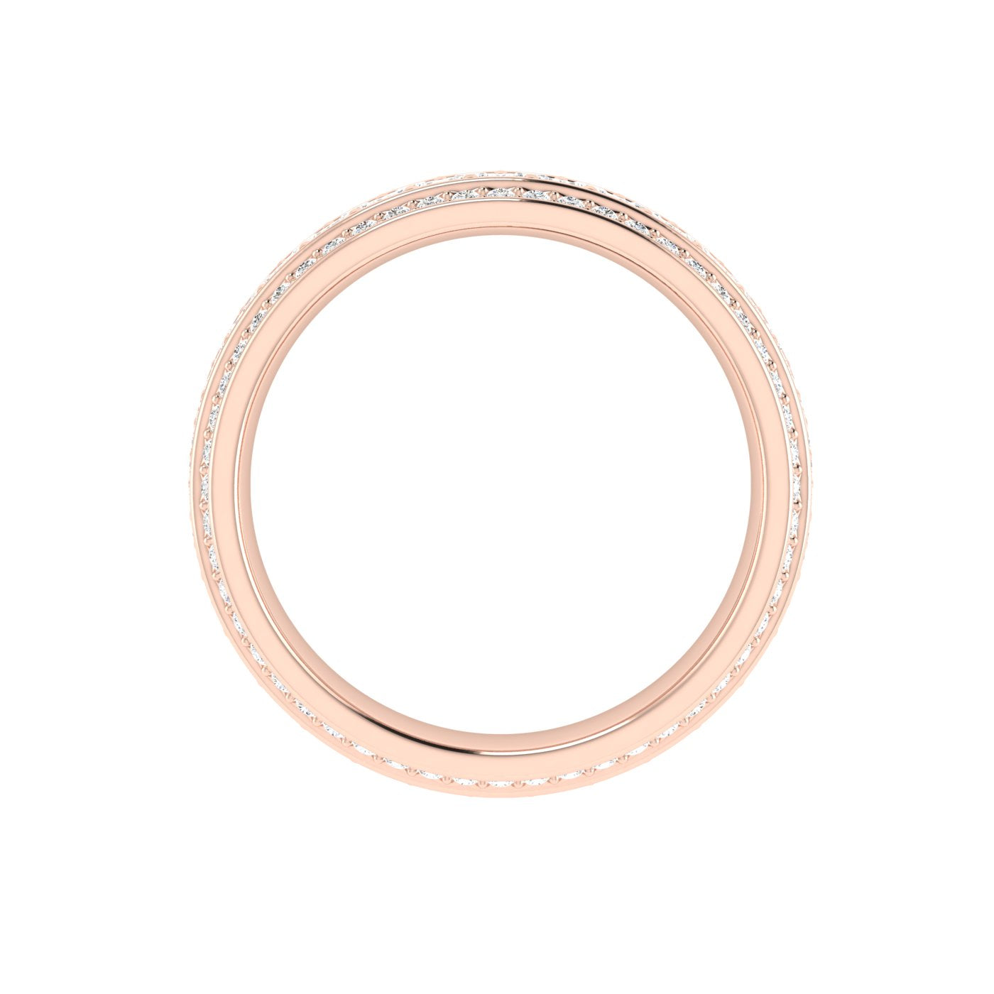 Row Pavé Moissanite Wedding Band Rose Gold