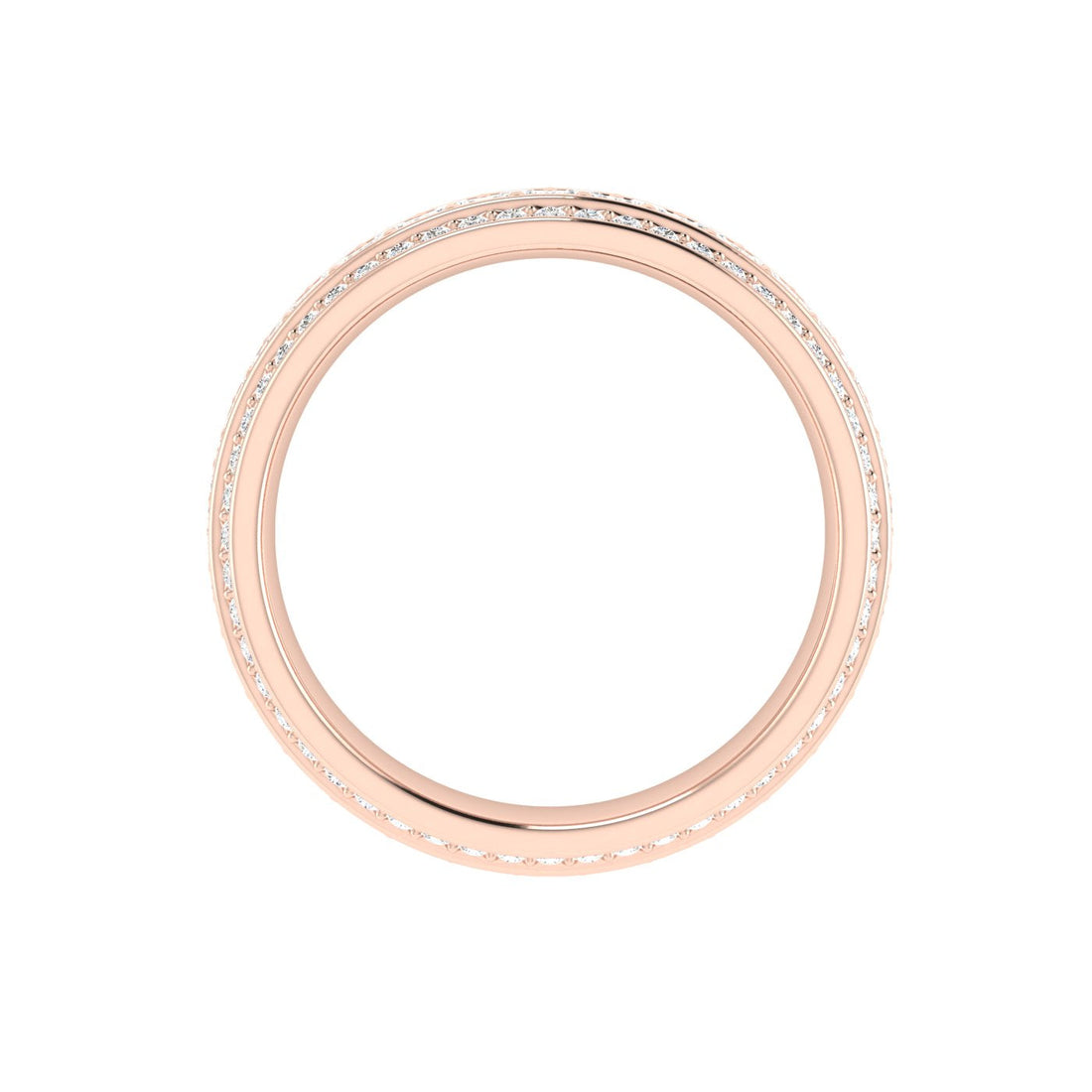 Row Pavé Moissanite Wedding Band Rose Gold