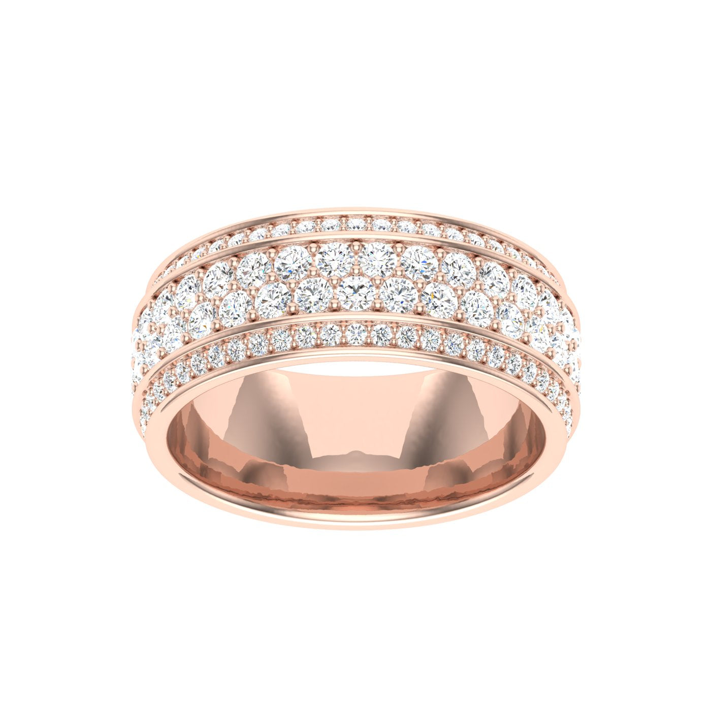 Row Pavé Moissanite Wedding Band Rose Gold