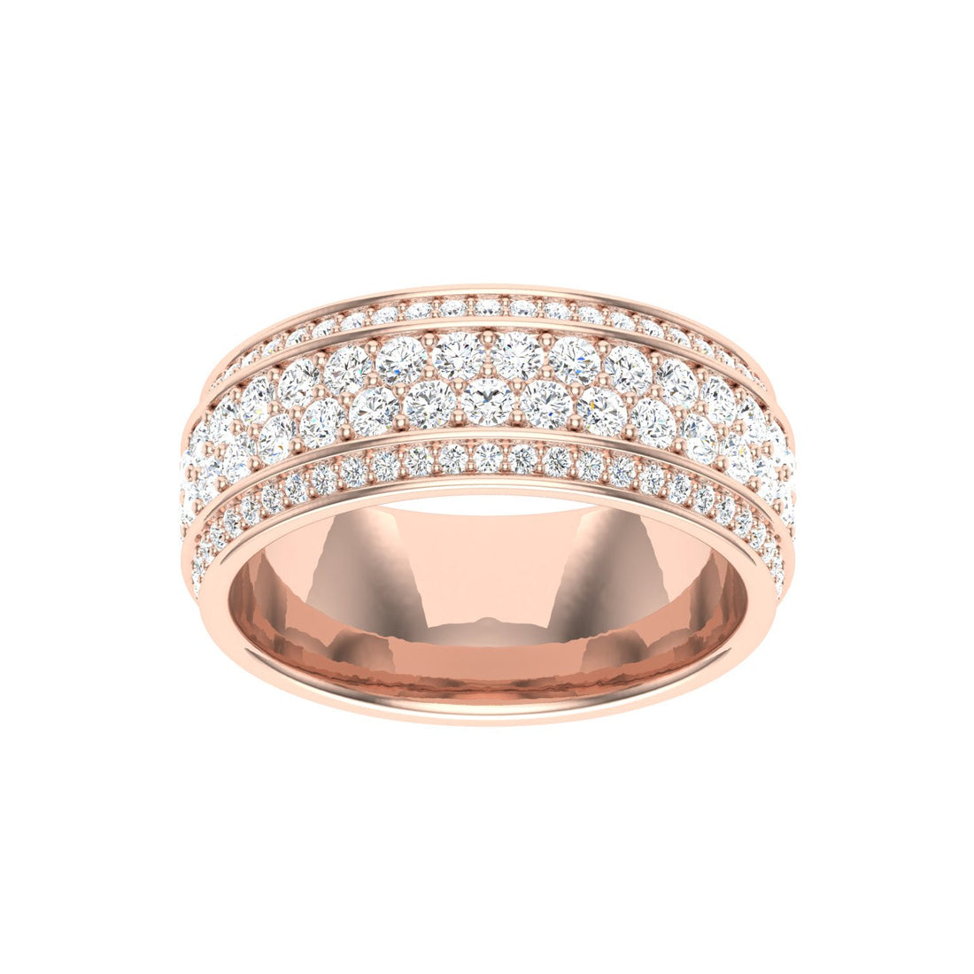 Row Pavé Moissanite Wedding Band Rose Gold