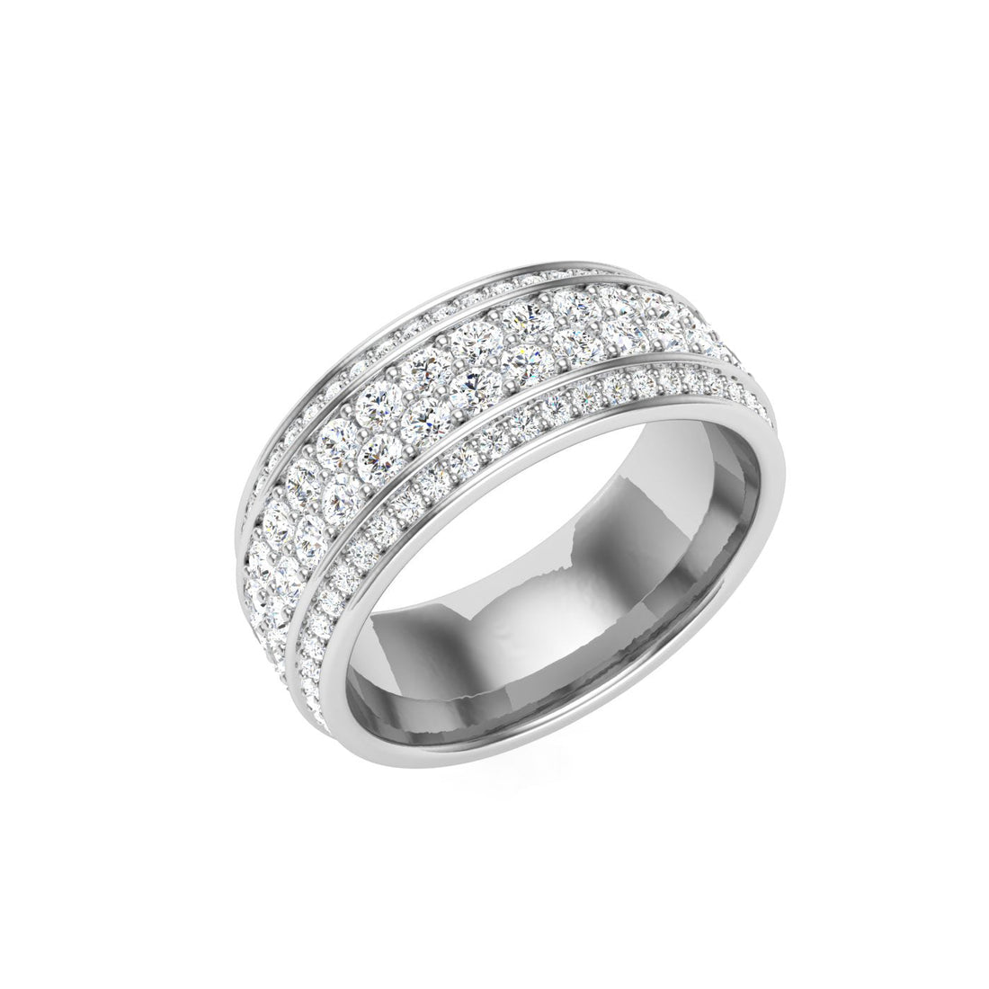 Row Pavé Moissanite Wedding Band White Gold