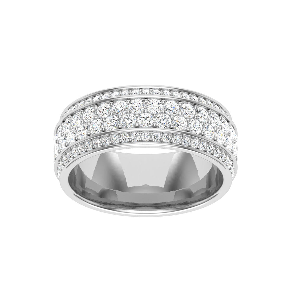 Row Pavé Moissanite Wedding Band White Gold