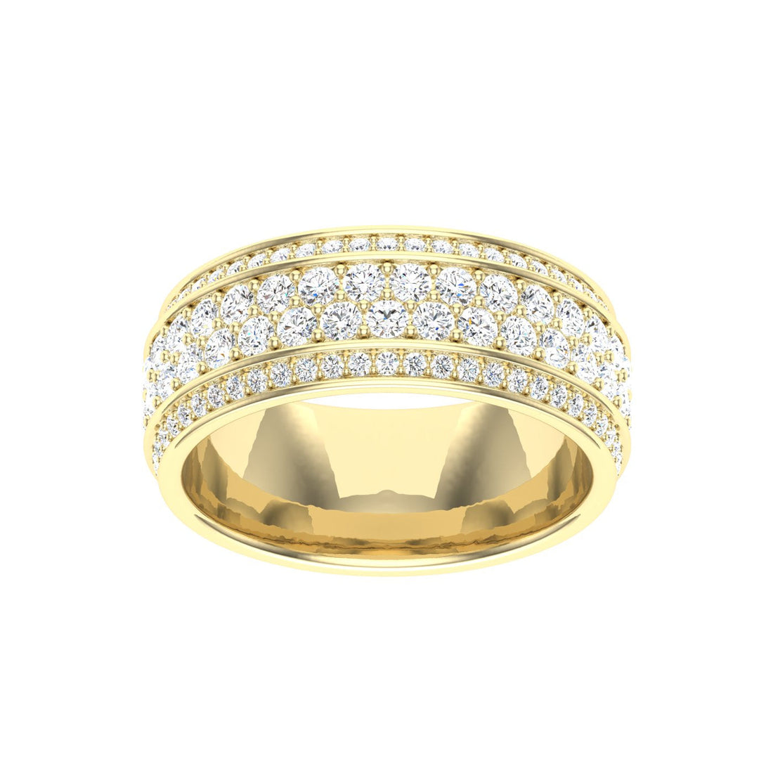 Row Pavé Moissanite Wedding Band Yellow Gold